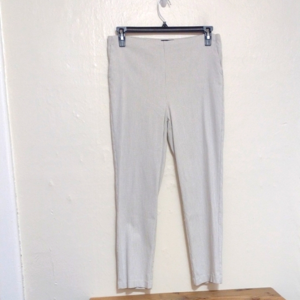 Massimo Fabbro Italy White Check High Waist Pull On Ankle Pants Size 12
